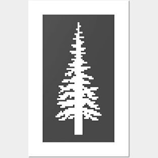 Retro Pixel Tree - White Version Posters and Art